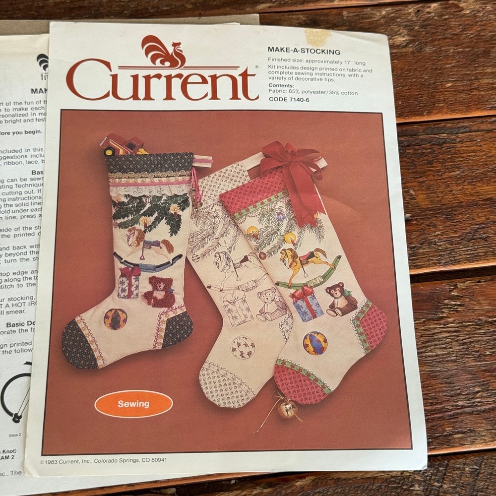 Vintage Make-A-Stocking Sewing Kit Christmas Rocking Horse Holiday Folk Art